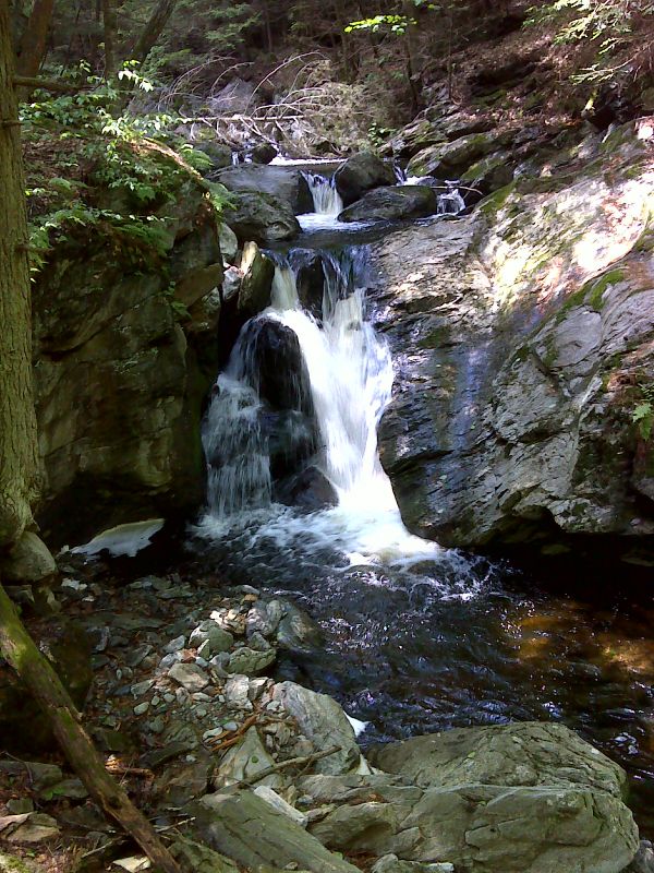 Waterfall in Sages Ravine.    GPS N42.0524 W 73.4456  Courtesy pjwetzel@gmail.com