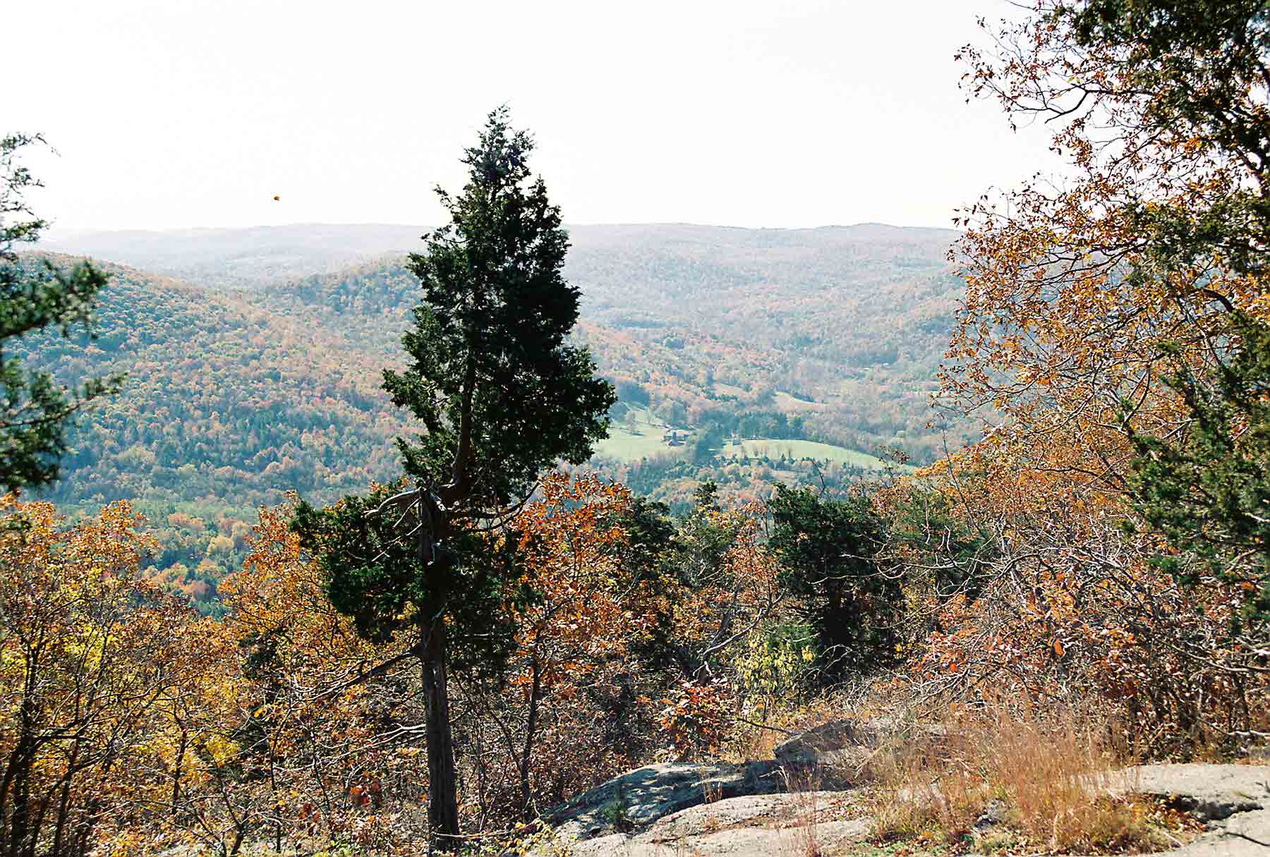 View to south from end of the Schaghticoke Mountain Ridge. From here the southbound trail descends to the Housatonic River near Bulls Bridge. Taken at approx. MM 5.6.  Courtesy dlcul@conncoll.edu