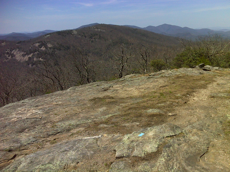 mm 14.0 View of Cowrock Mtn from summit of Wildcat Mtn, side trail to Whitley Gap Shelter. GPS N34.7178 W83.8388  Courtesy pjwetzel@gmail.com