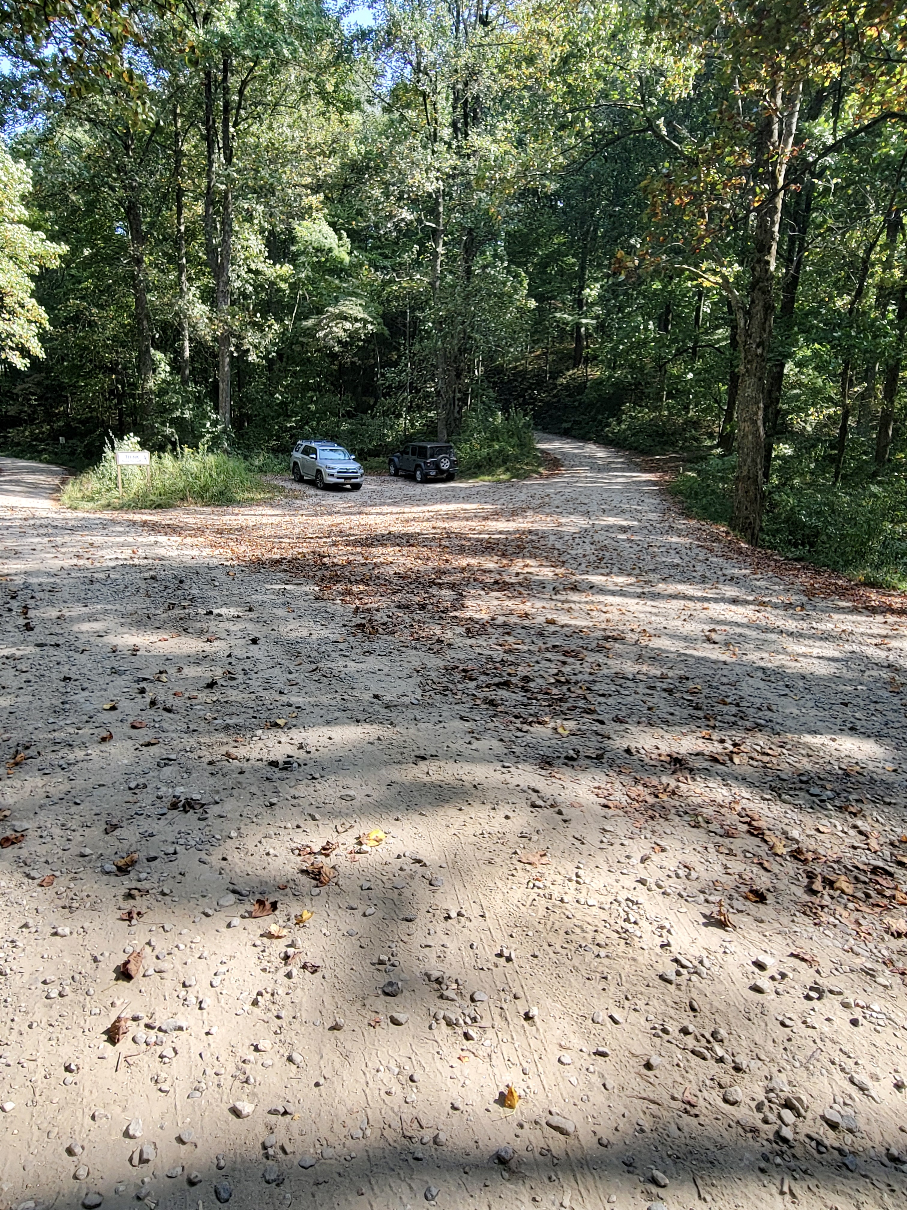 mm 11.9 Hightower Gap. Note the small parking area. Roadside parking is also possible. The road to the left is USFS 69. USFS 42 is the road to the right.  Courtesy cabincellars@yahoo.com