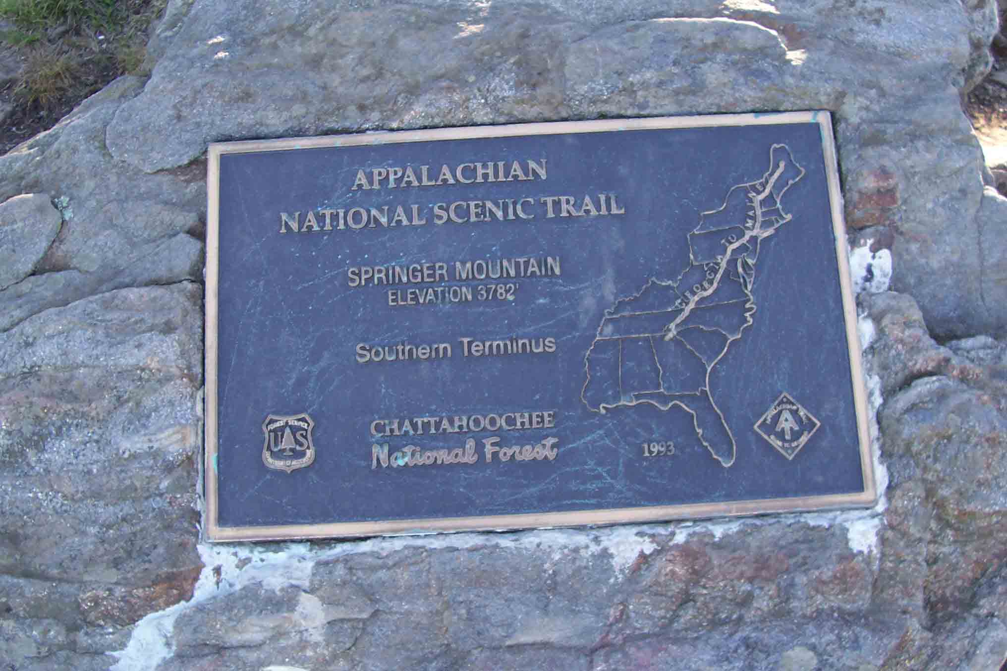 mm 8.6 This a photo of a plaque marking the southern terminus of the AT on Springer Mountain.  Courtesy wbmcp@hotmail.com