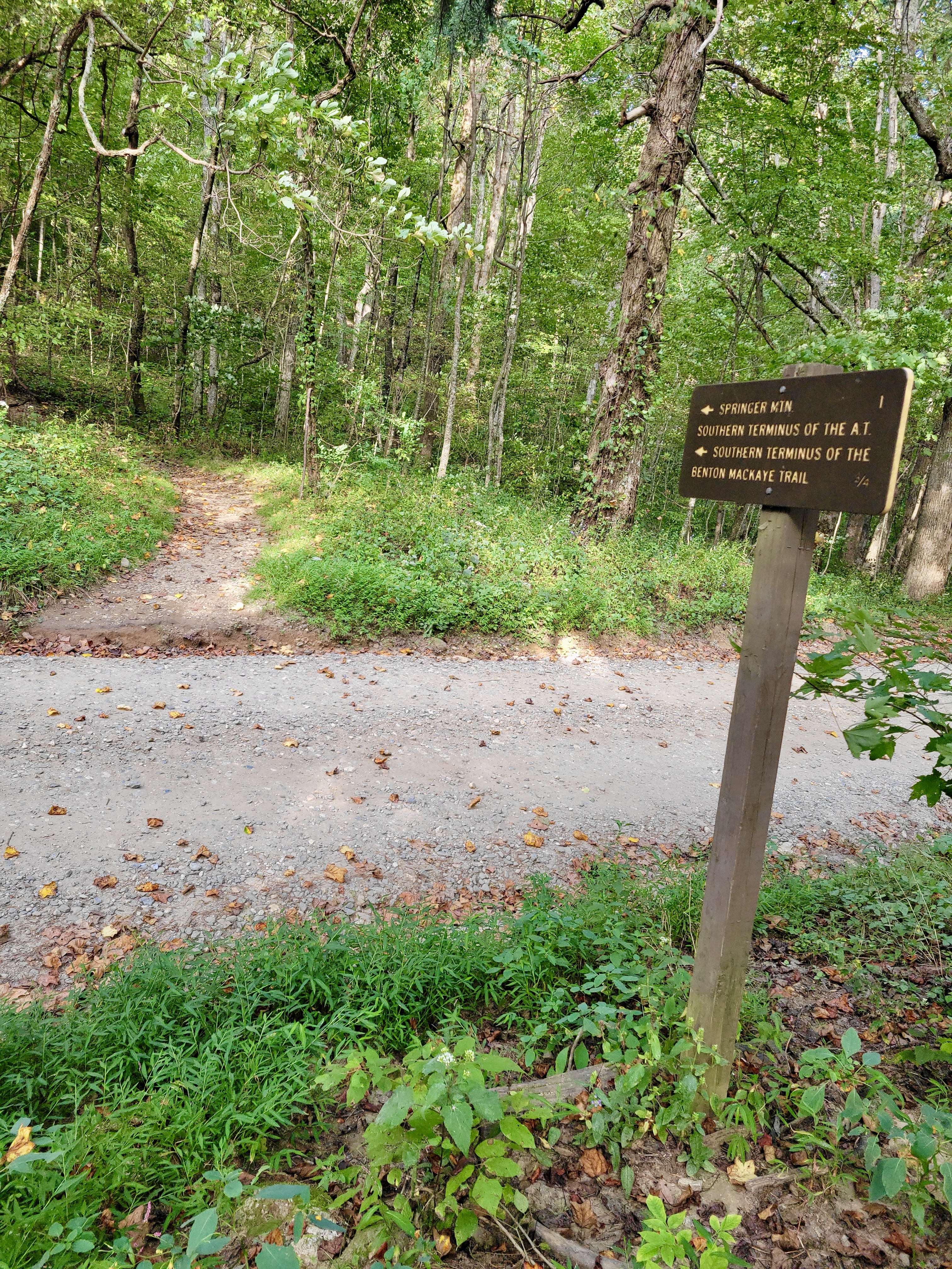 mm 7.6  Trail sign as the southbound trail leaves the Springer Mt. Parking area on USFS 42. Imagine if you were a southbound thru-hiker who has hiked 2180 miles and you saw this sign telling you had less than a mile to go to Springer, the southern terminus of the AT.   Courtesy cabincellars@yahoo.com