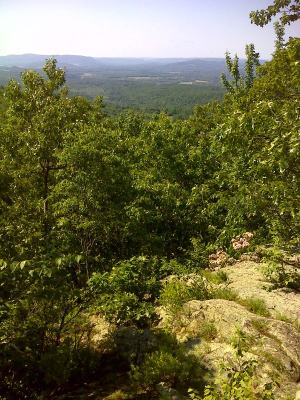 mm 4.1  View of Housatonic Valley from southernmost end of ridge of East Mountain. GPS N42.1519 W73.3280  Courtesy pjwetzel@gmail.com