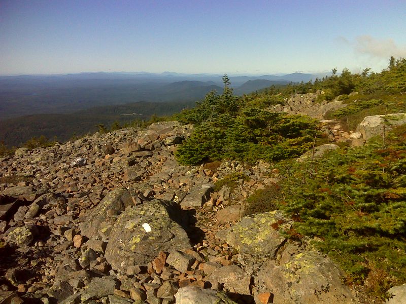 mm 32.0  Southwest from summit of White Cap. The Bigelow Range can be seen in the distance. GPS N45.5541 W69.2447  Courtesy pjwetzel@gmail.com