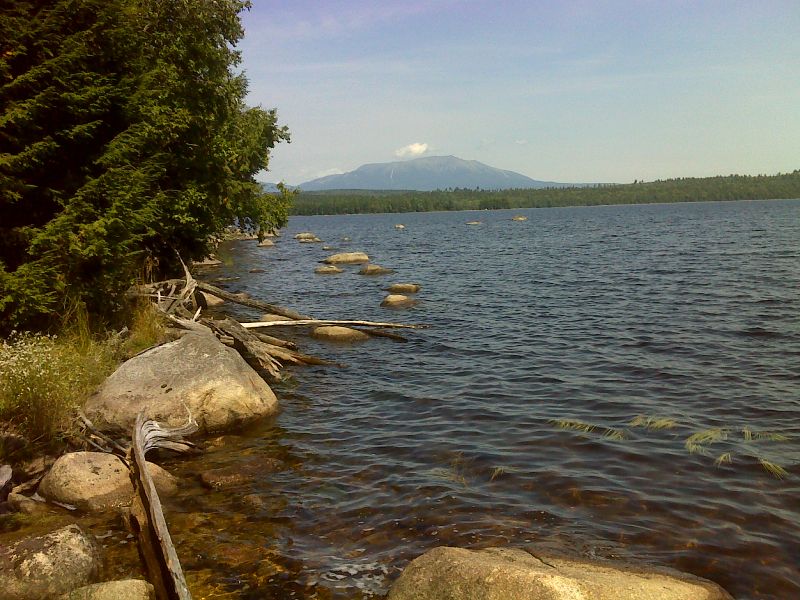mm 6.9 Another view of Katahdin from viewpoint on Pemadumcook Lake.     GPS N45.7140 W 69.0181   Courtesy pjwetzel@gmail.com
