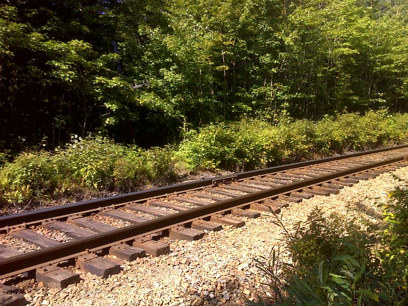mm 20.4 Montreal Maine and Atlantic Railroad crossing, GPS 45.4000 W69.4662  Courtesy pjwetzel@gmail.com