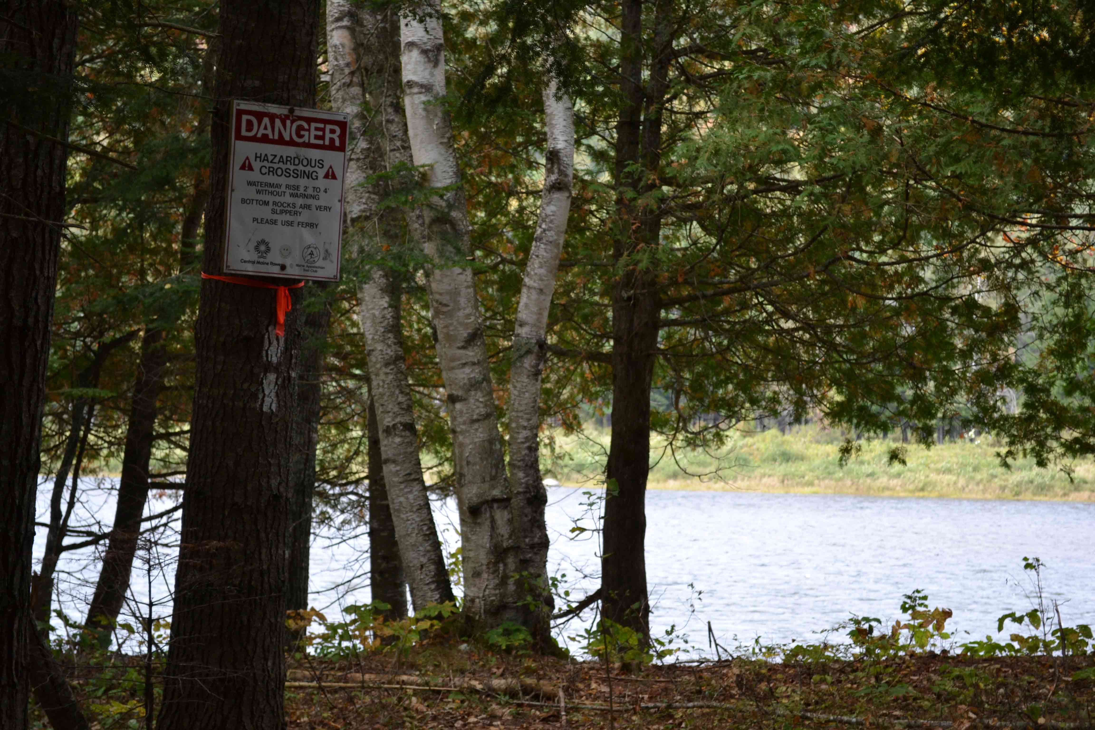 Kennebec River before ferry crossing - Warning not to cross river  Courtesy at@rohland.org
