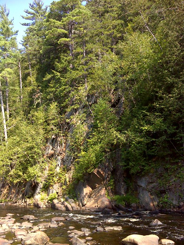 Cliffs on West Branch of the Piscataquis  River GPS 45.2878 W69.6401  Courtesy pjwetzel@gmail.com