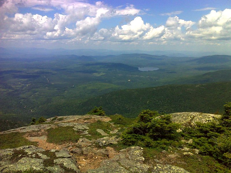 mm 46.0  Success Pond from the summit of Goose Eye Mt.  The Presidential Range can be seen in the far distance. GPS 44.5029 N70.9996  Courtesy pjwetzel@gmail.com