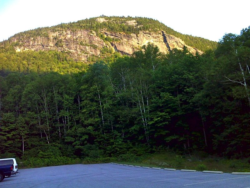 mmm 33.7 Parking area at Grafton Notch with the Eyebrow behind it.  GPS N44.5898 W70.9475  Courtesy pjwetzel@gmail.com