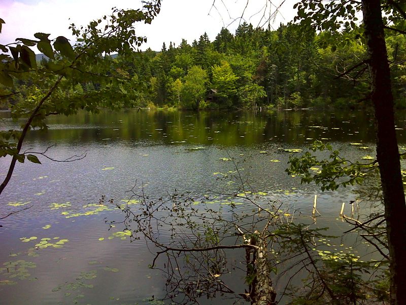 mm 21.5 Surplus Pond with abandoned cabin on the other side. GPS N44.6742 W70.8646  Courtesy pjwetzel@gmail.com