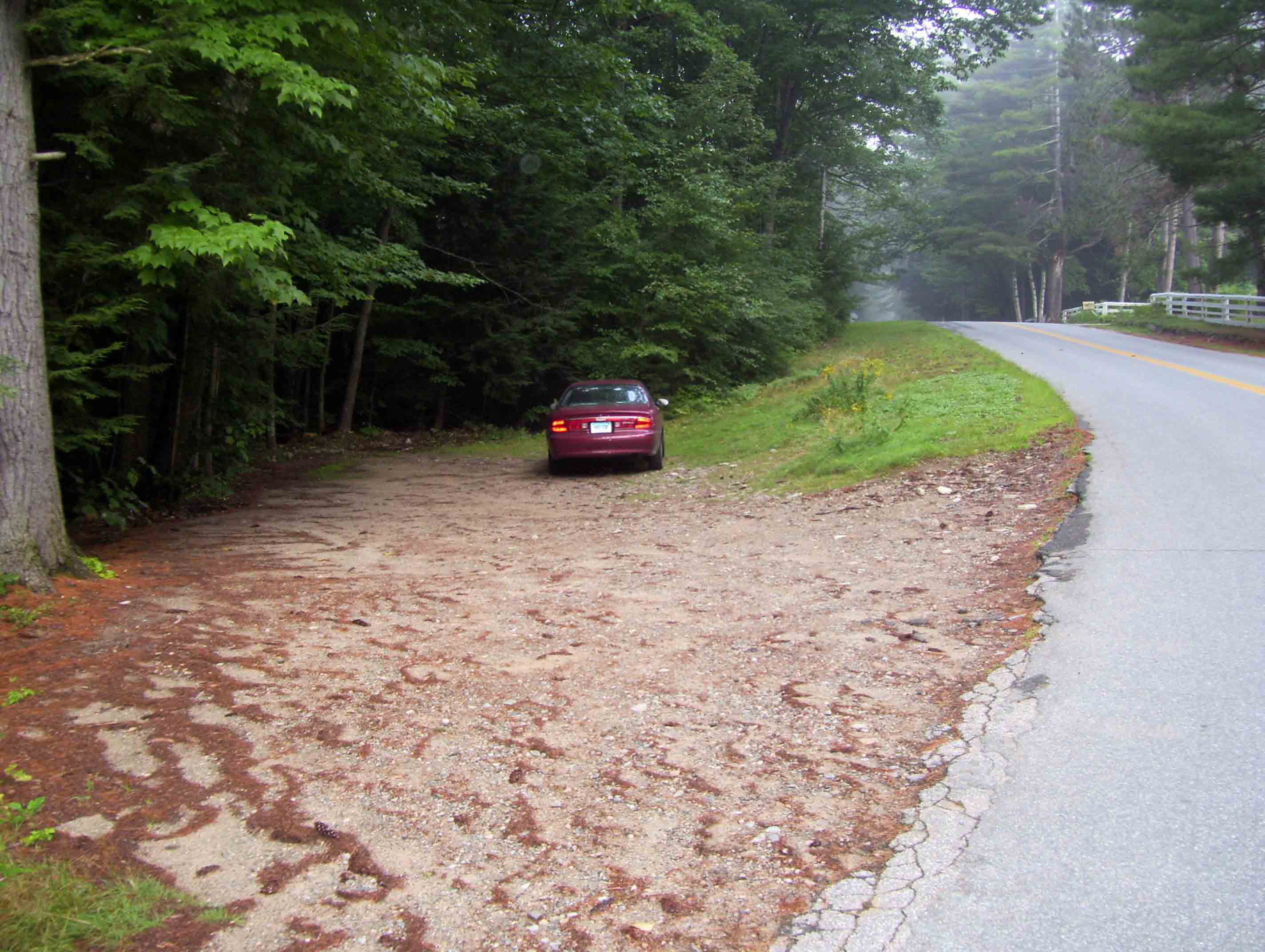 mm 4.7 Parking area for the Austin Brook Trail on North Road in Shelburne, NH.  Courtesy dlcul@conncoll.edu