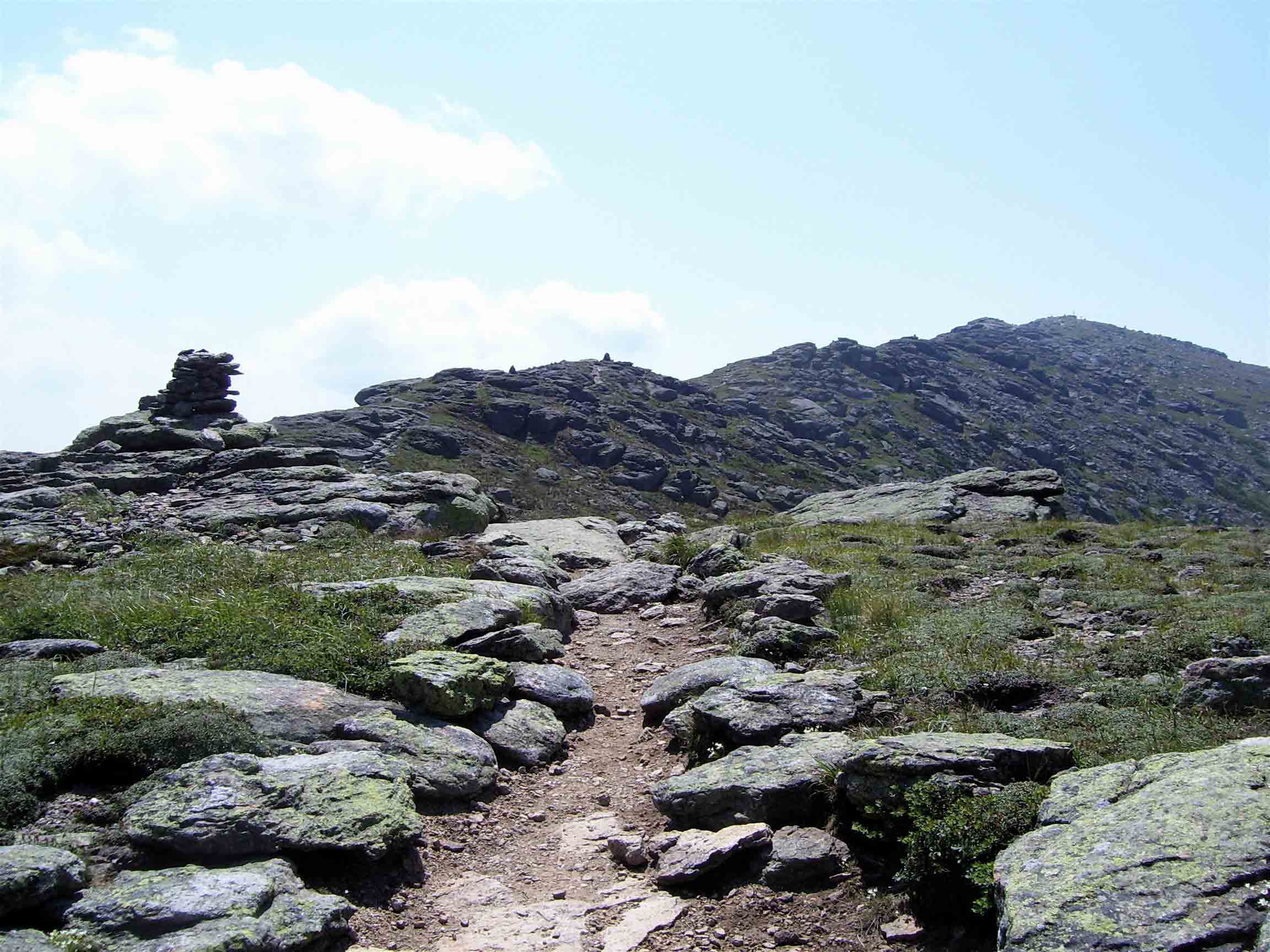 The southbound AT (here called the Garfield Ridge Trail) as it climbs along the ridge above treeline towards the summit of Mt. Lafayette. Taken from approx. Mile 21.1.  Courtesy dlcul@conncoll.edu