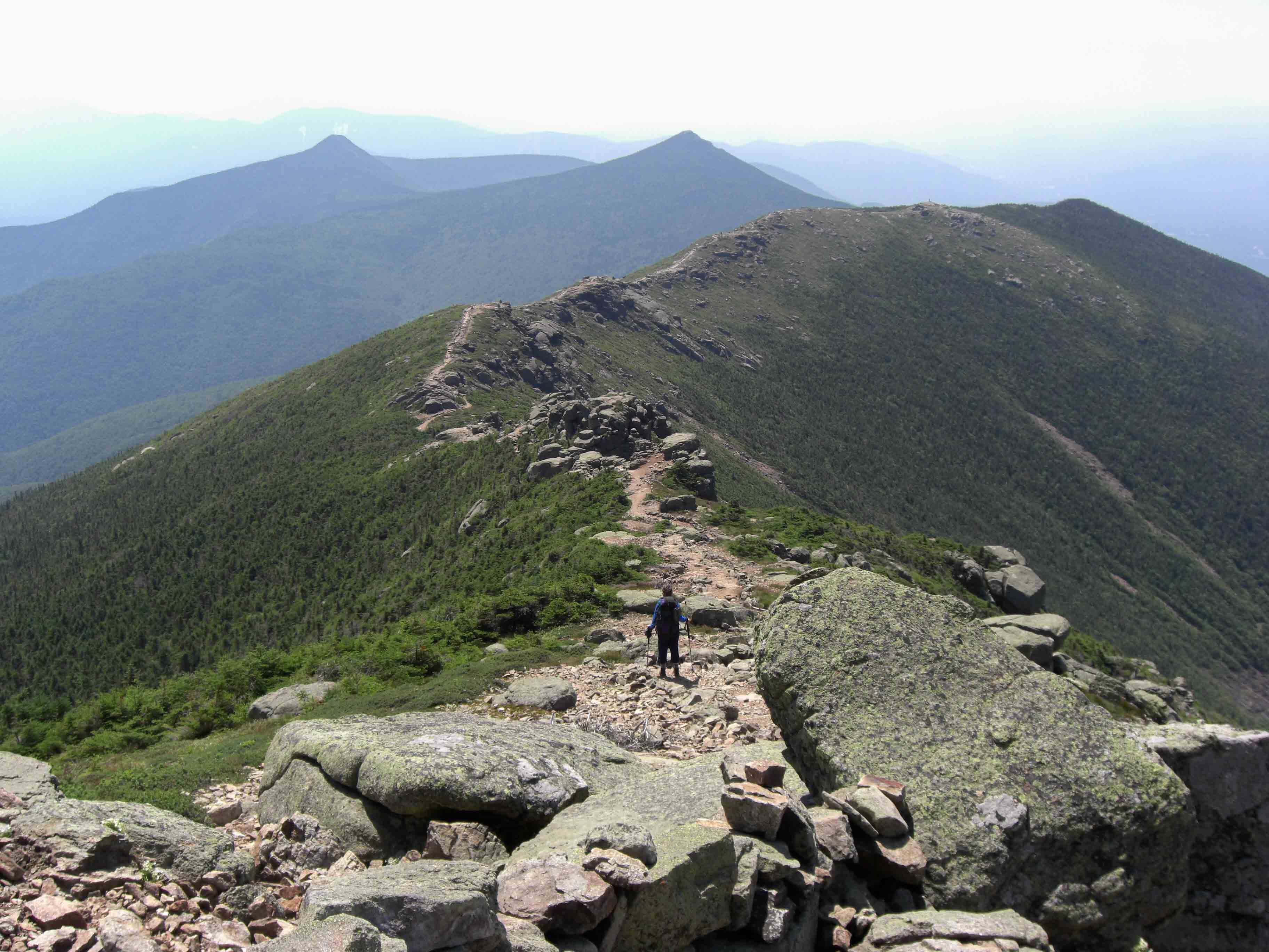 mm 22.3 - View south from Mt. Lincoln along Franconia Ridge towards Little Haystack. Mt Flume and Mt. Liberty in distance.  Courtesy seqatt.net@sbcglobal.net