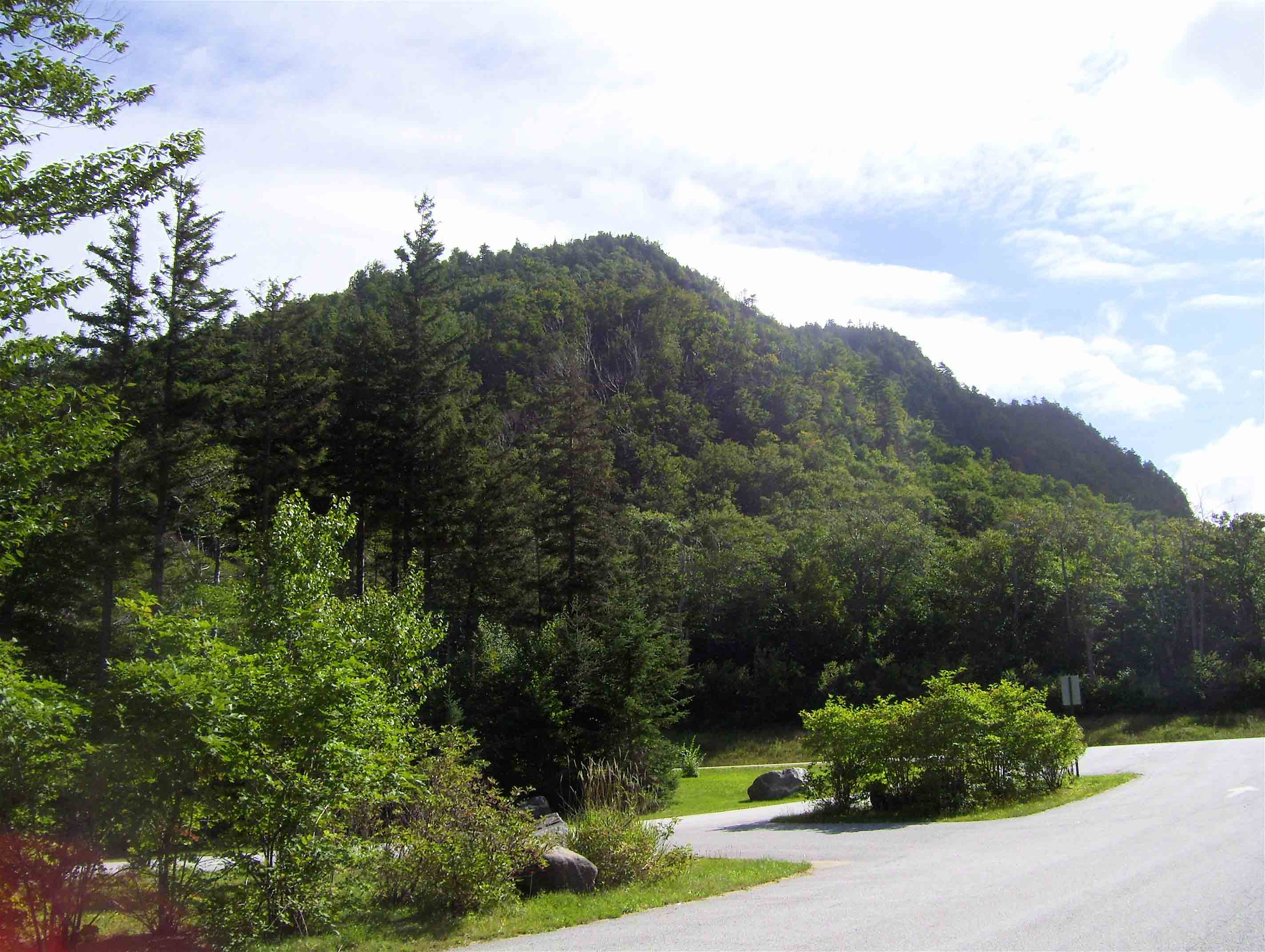 mm 16.3 View across NH 112 in Kinsman Notch to beginning of the Kinsman Ridge. From here the northbound trail follows this ridge for several miles.  Courtesy dlcul@conncoll.edu