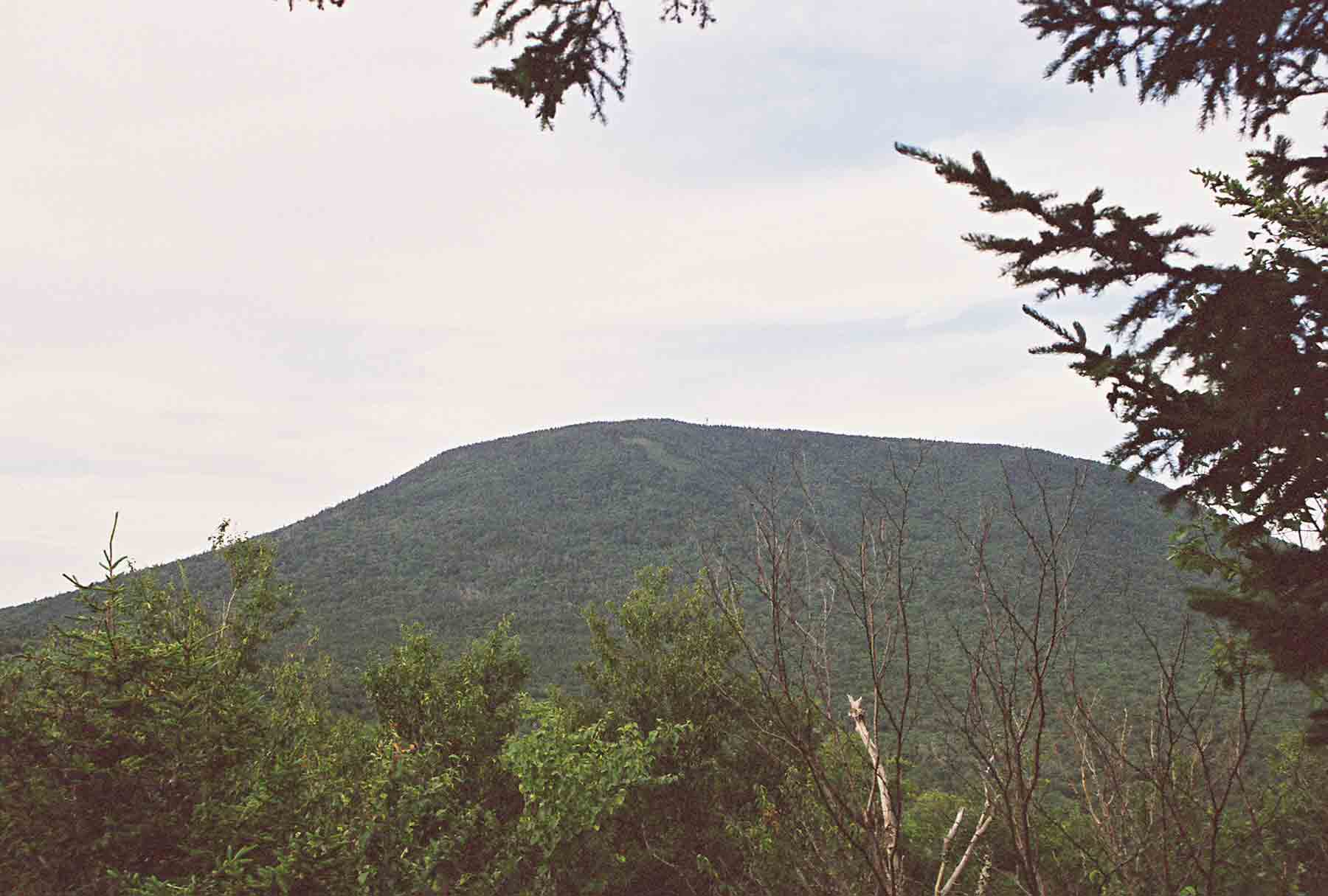 mm 12.2 - View of the steep south face of Smart's Mt. taken from Lamberts Ridge. The firetower can vaguely be seen at the summit.  Courtesy dlcul@conncoll.edu