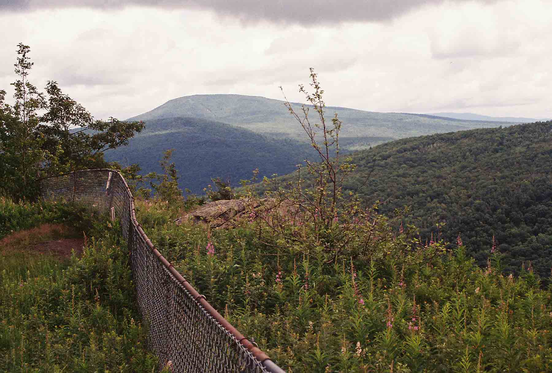 mm 1.4 - Smart's Mt. from Holts Ledges.  The fence is there to protect nesting peregrine falcons. Courtesy dlcul@conncoll.edu