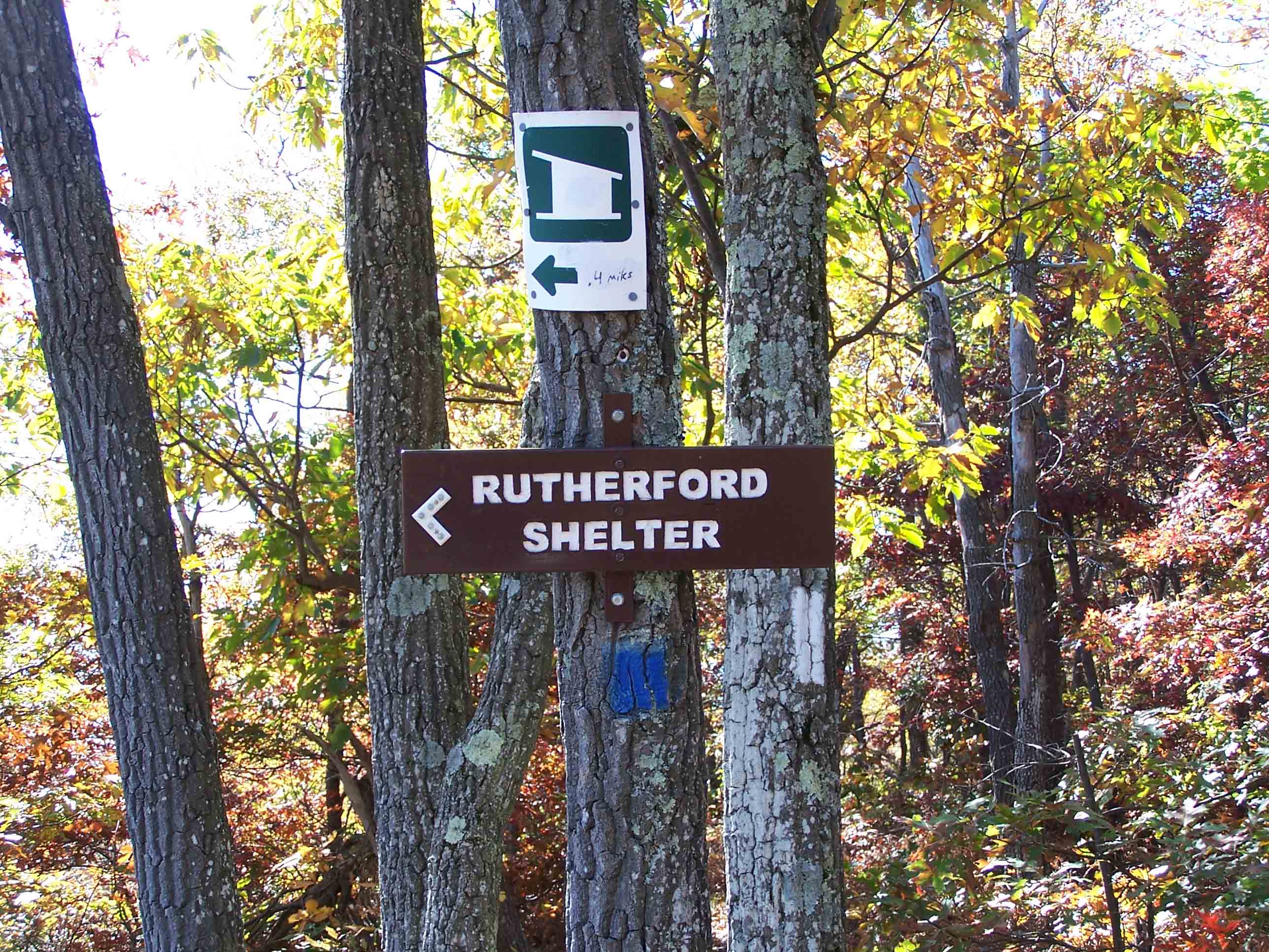 mm 2.6 - Sign for Rutherford Shelter. Courtesy at@rohland.org