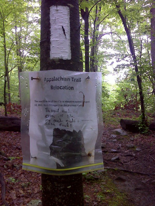 South end of 2011 relocation.  0.3 miles of trail replaces 0.15 miles.  GPS N41.5943 W73.6549  Courtesy pjwetzel@gmail.com
