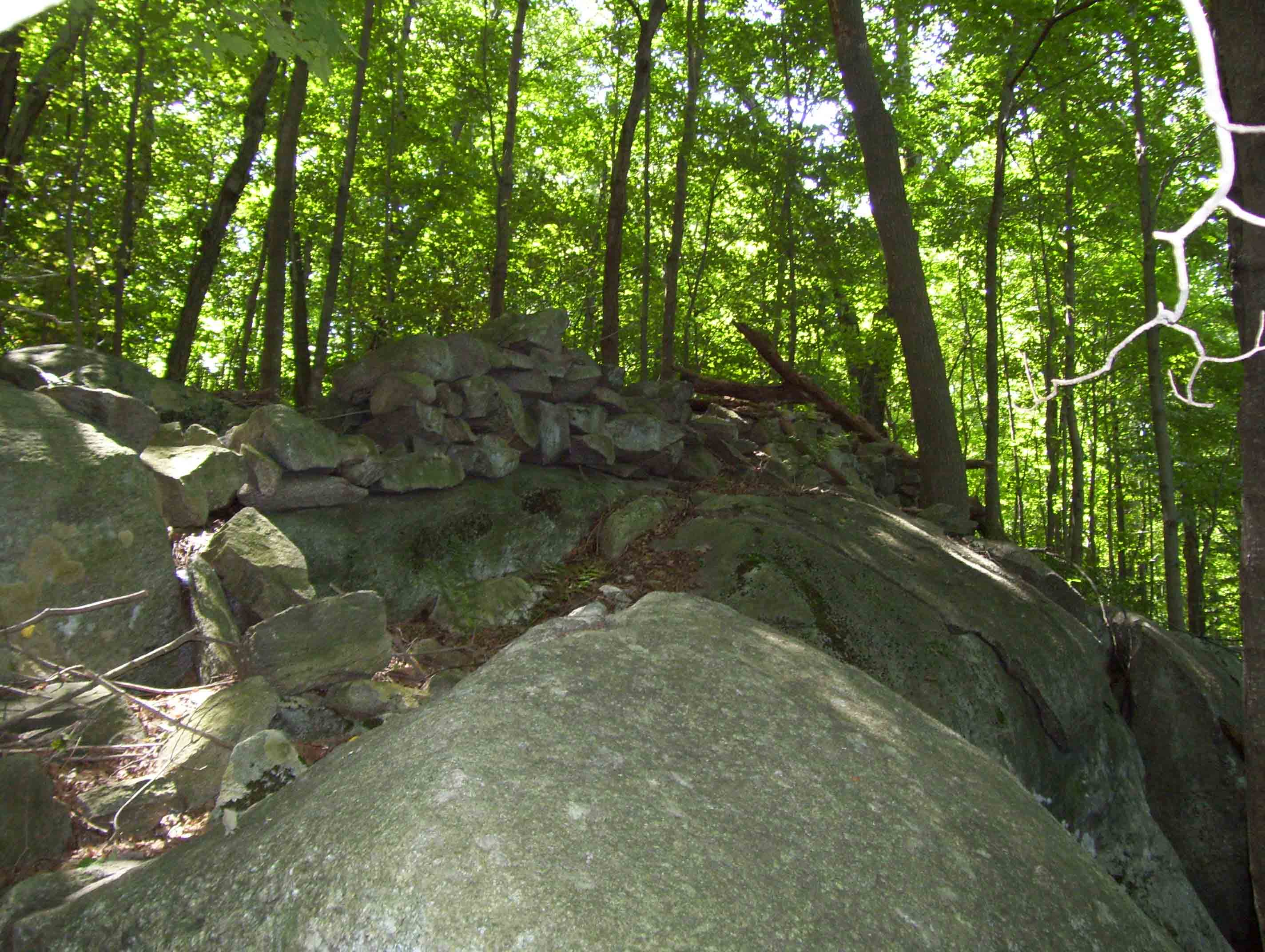 Old stone fence at top of rock. In the old days when this was pasture land, this hopefully kept stock from falling over the sheer rock face. Taken at approx. mm 6.3   Courtesy dlcul@conncoll.edu