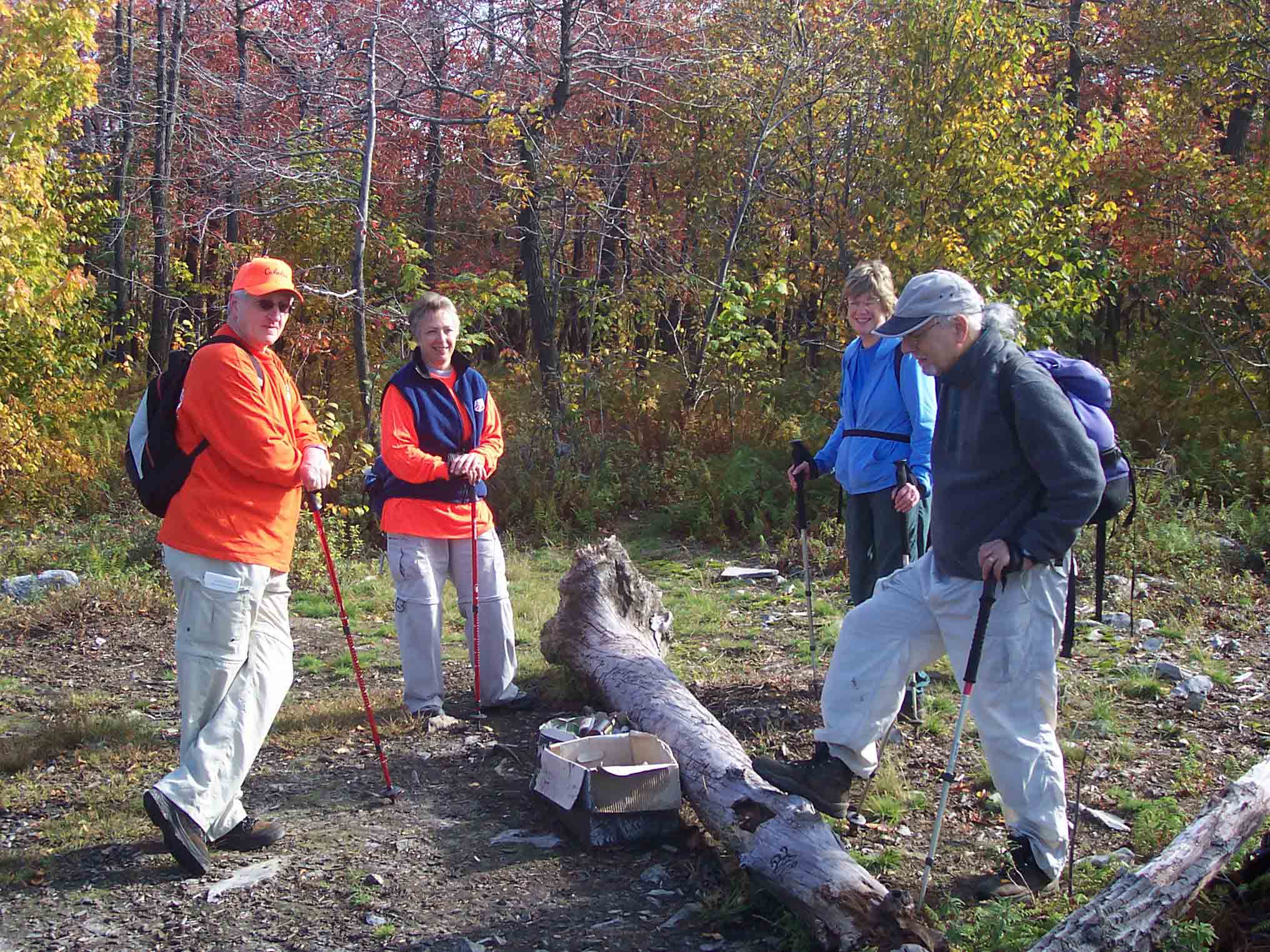 L to R: David and Cyndi, Marsha and Barry at campsite near viewpoint about a quarter mile east (trail north) of powerlines. This is approx. MM 16.4.  Courtesy dlcul@conncoll.edu