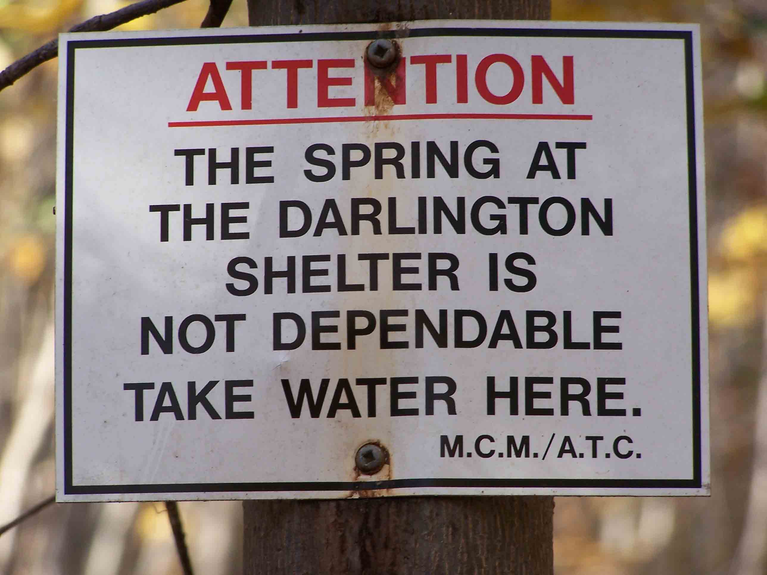mm 13.6 Darlington Shelter Spring Warning. Courtesy at@rohland.org
