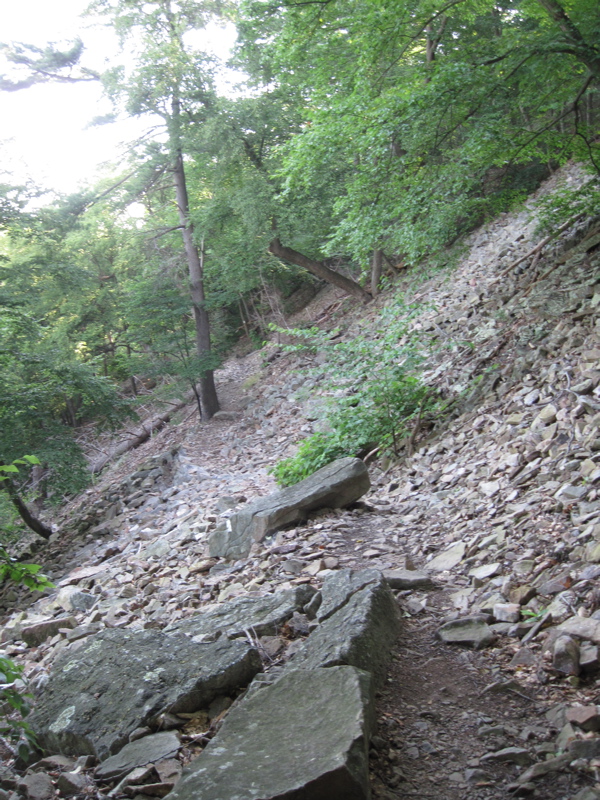 mm 3.1  The trail crosses a rockslide.  Courtesy dlcul@conncoll.edu