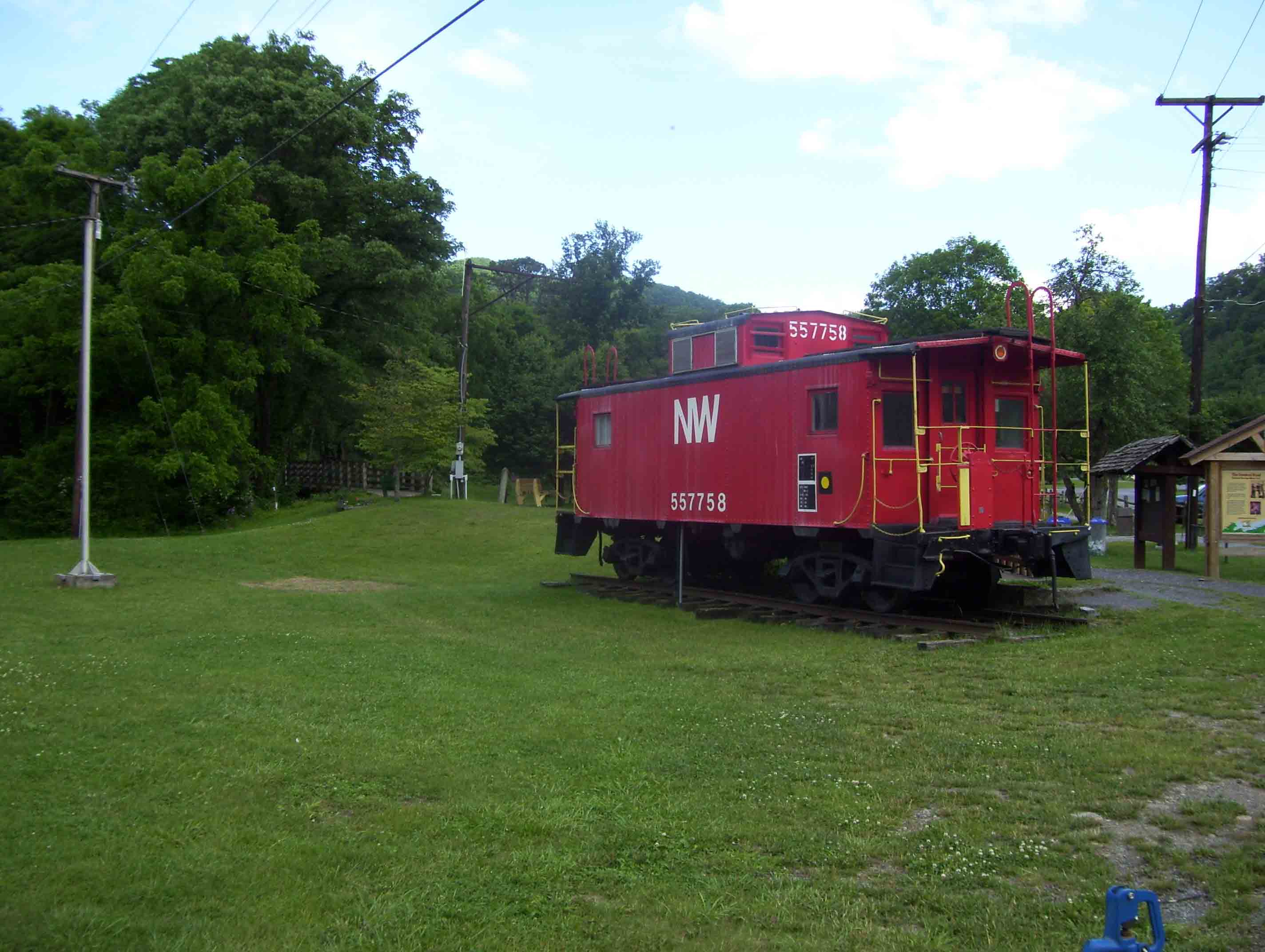 The Little Red Caboose in Damascus. The northbound AT crosses the Virginia Creeper Trail here for the first time. The Creeper is an old railroad bed which has been converted into a biking and hiking trail.   Courtesy dlcul@conncoll.edu