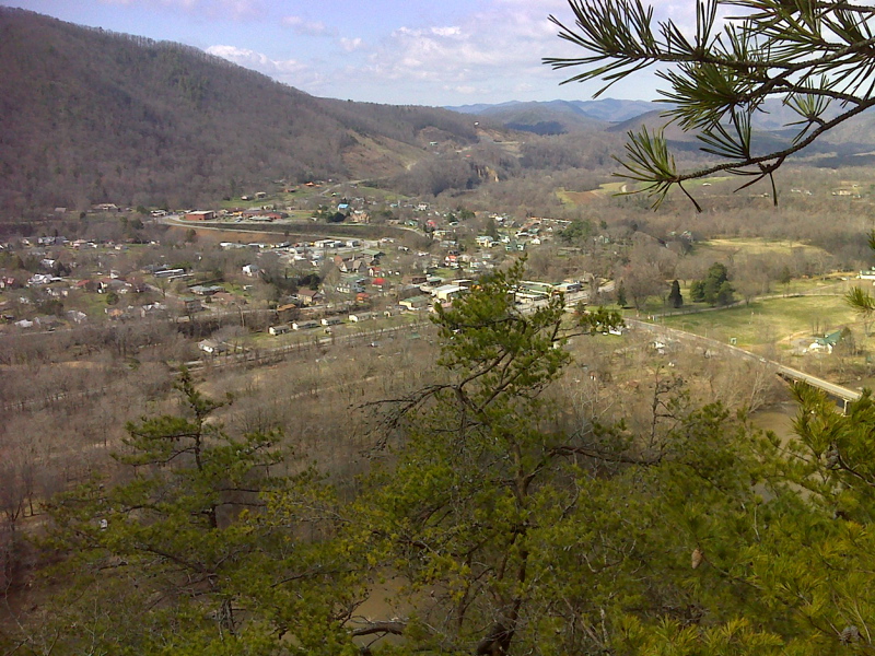 Late winter/early spring view of Hot Springs from one of the viewpoints near the Lovers Leap Trail. GPS N35.8907 W82.8194  Courtesy pjwetzel@gmail.com