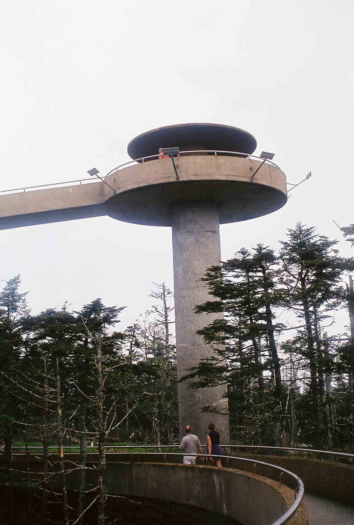 mm 7.9 - Observation tower on Clingmans Dome. The trail passes just to west of it. At this point, the trail reaches its highest elevation along the whole 2180+ mile route. Courtesy dlcul@conncoll.edu