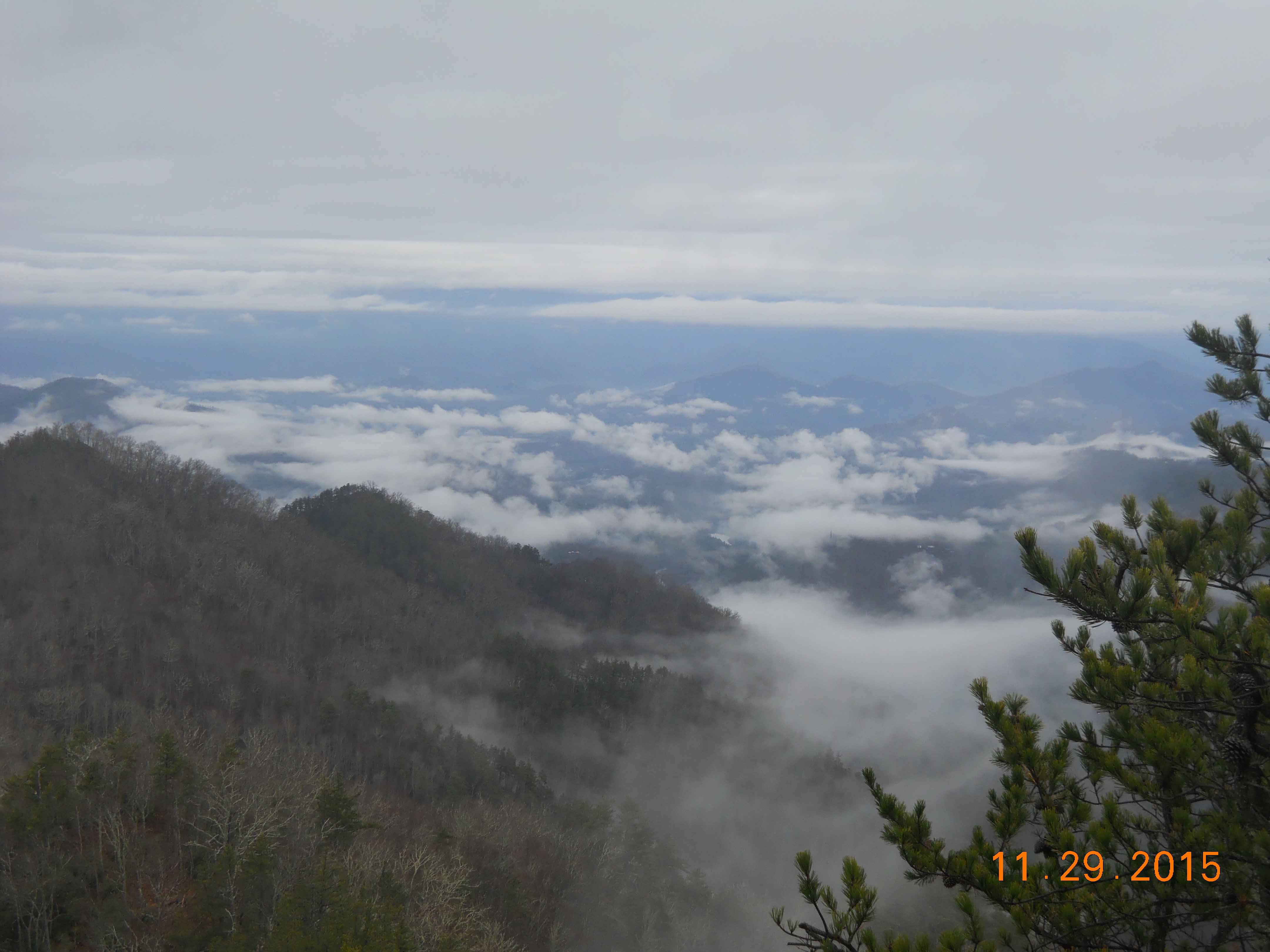 view from rock outcrop near top of jump-off afer rain  Courtesy jparton@hcsheriff.gov