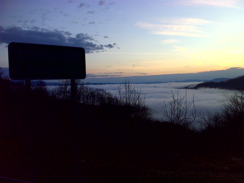 mm 0.0  Sunrise at Stecoah Gap. GPS N35.3584 W83.7179  Courtesy pjwetzel@gmail.com