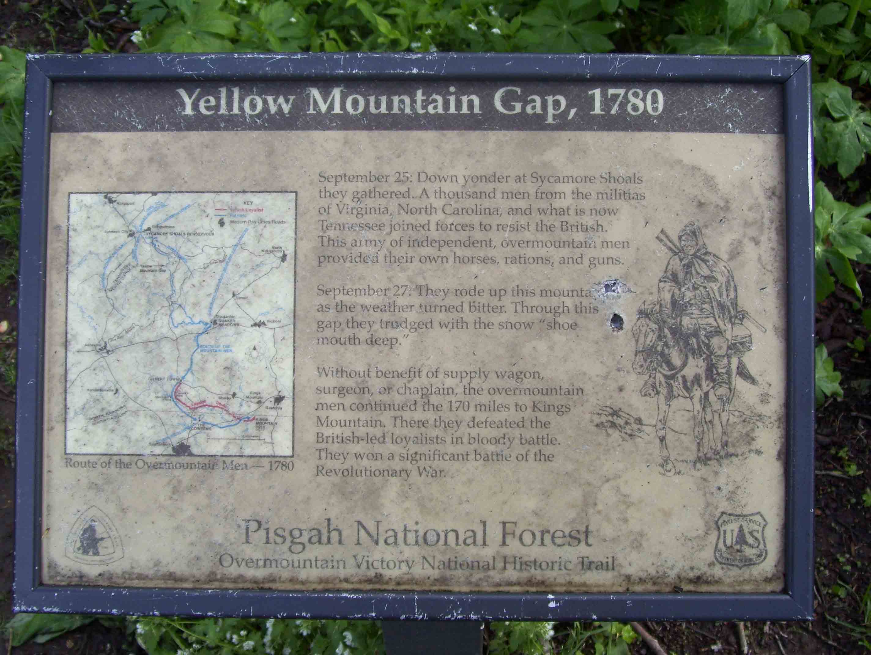 MM 9.2  Historical Marker at Yellow Mountain Gap.  Courtesy dlcul@conncoll.edu