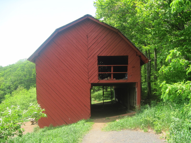 mm 9.2  Overmountain Shelter. This is an old barn located on a 0.3 mile blue-blazed tail from the AT at Yellow Mountain Gap.  Courtesy dlcul@conncoll.edu