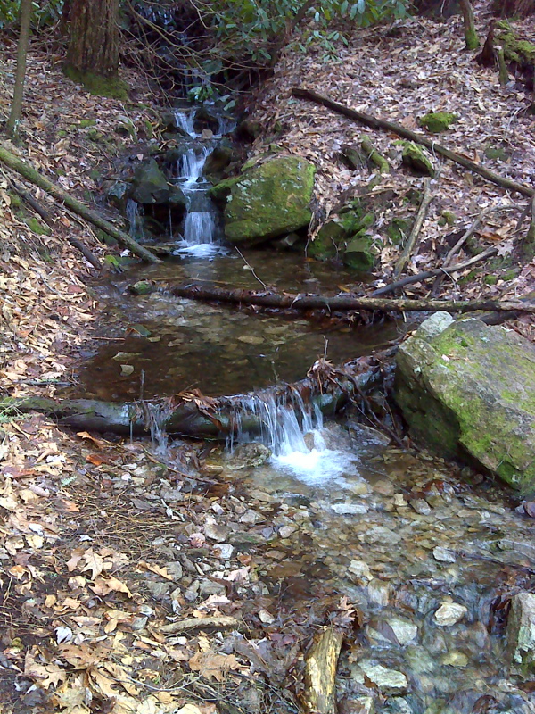 mm 14.6  Cascades at spring.  This was taken in February 2012 when the spring was flowing freely, much more so than in the previous picture.  GPS N36.1056 W.82.3850  Courtesy pjwetzel@gmail.com