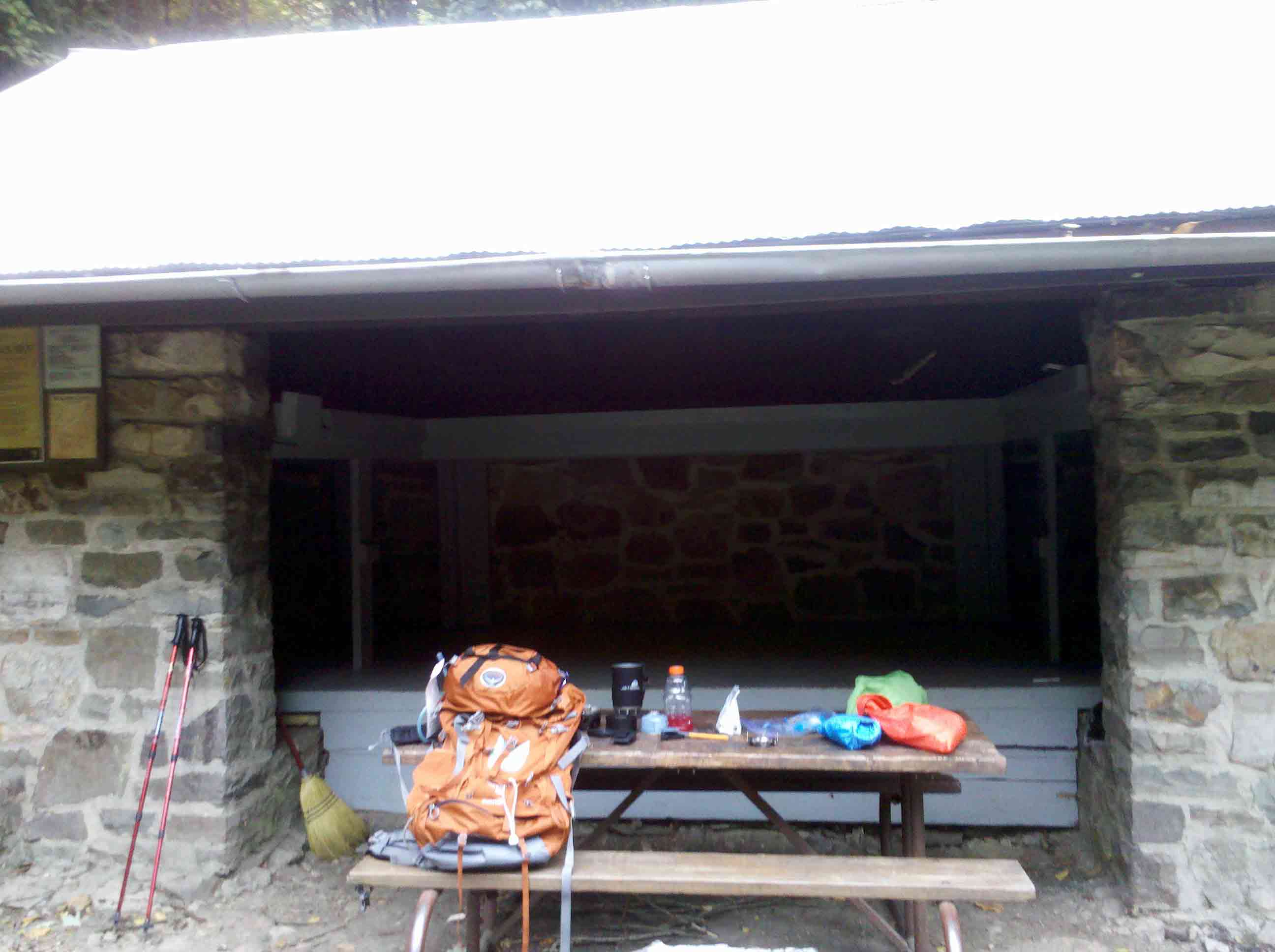 mm 3.1 - Inside of Blackrock Hut - double decker.  Camping to the right side of this view and behind the shelter.    Courtesy fullcount.tom@gmail.com