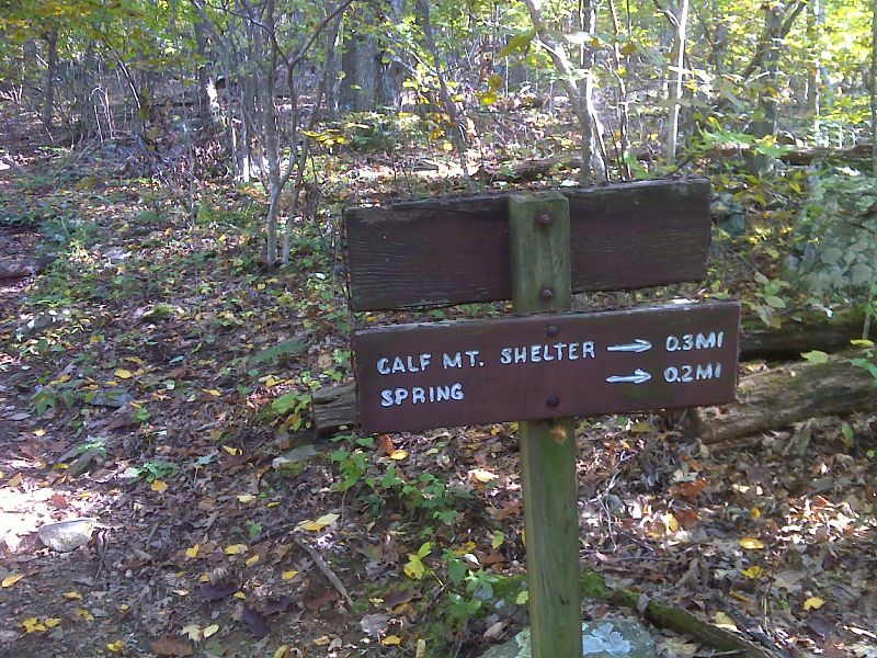 mm 1.0 Side Trail to Calf Mt. Shelter.  GPS N38.0856 W78.7814.  Courtesy pjwetzel@gmail.com