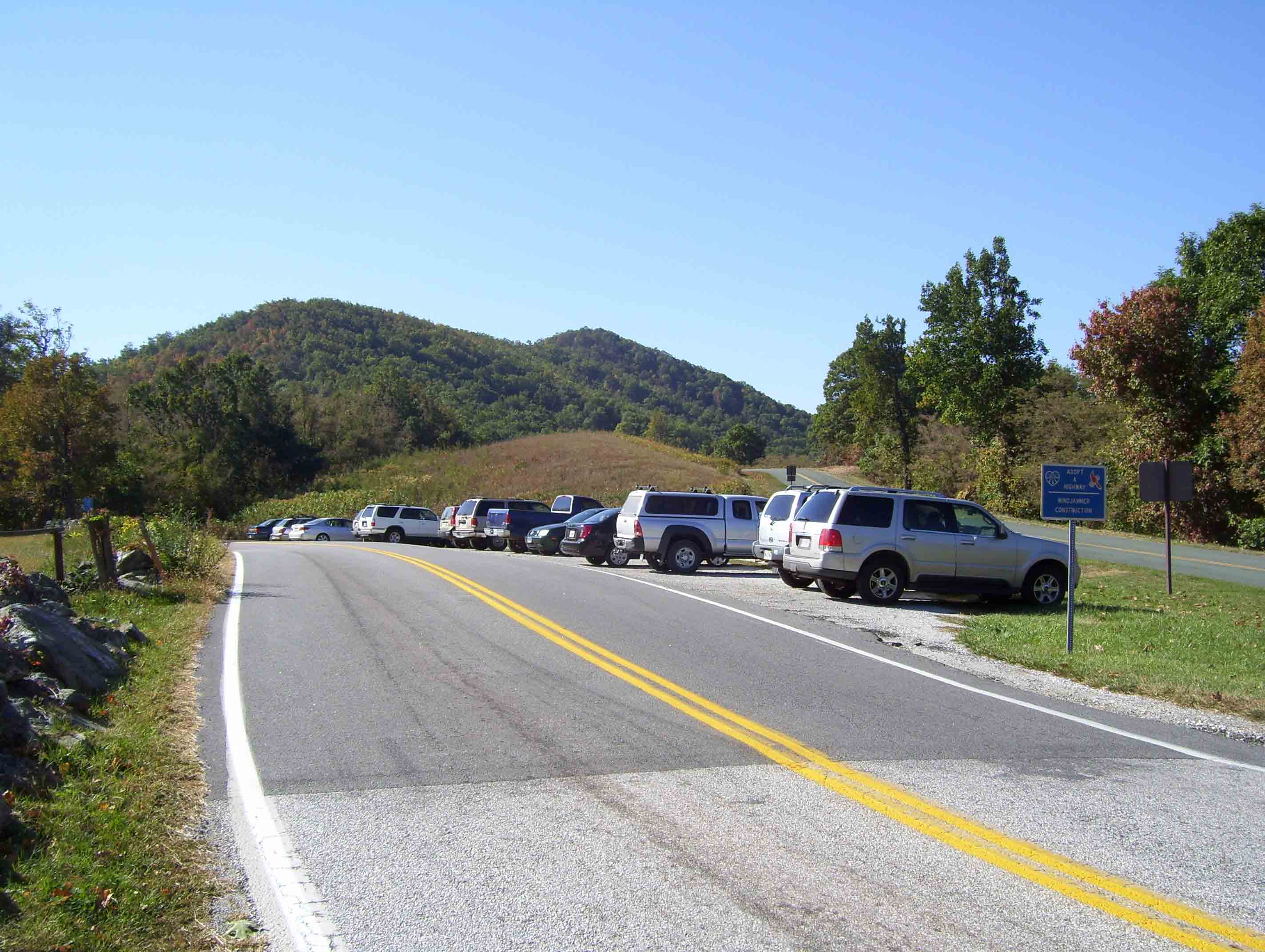 mm 0.0 - Parking area along VA 664 in Reeds Gap. The road on the right is the Blue Ridge Parkway.  Courtesy dlcul@conncoll.edu