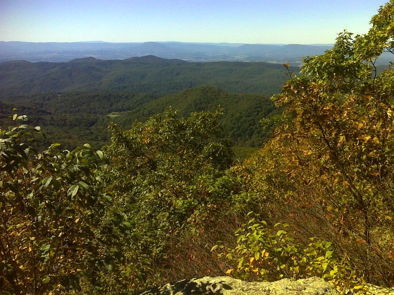 mm 3.8 View west from upper viewpoint on south side of Cold Mountain GPS N37.7509 W79.2119  Courtesy pjwetzel@gmail.com