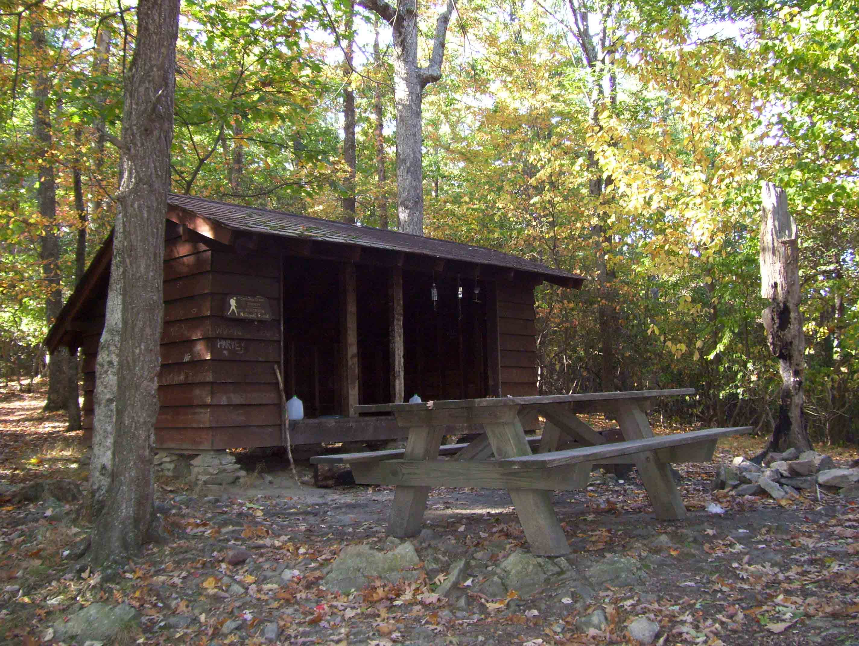 Cornelius Creek Shelter. Trail to this shelter is at mm 2.7.   Courtesy dlcul@conncoll.edu