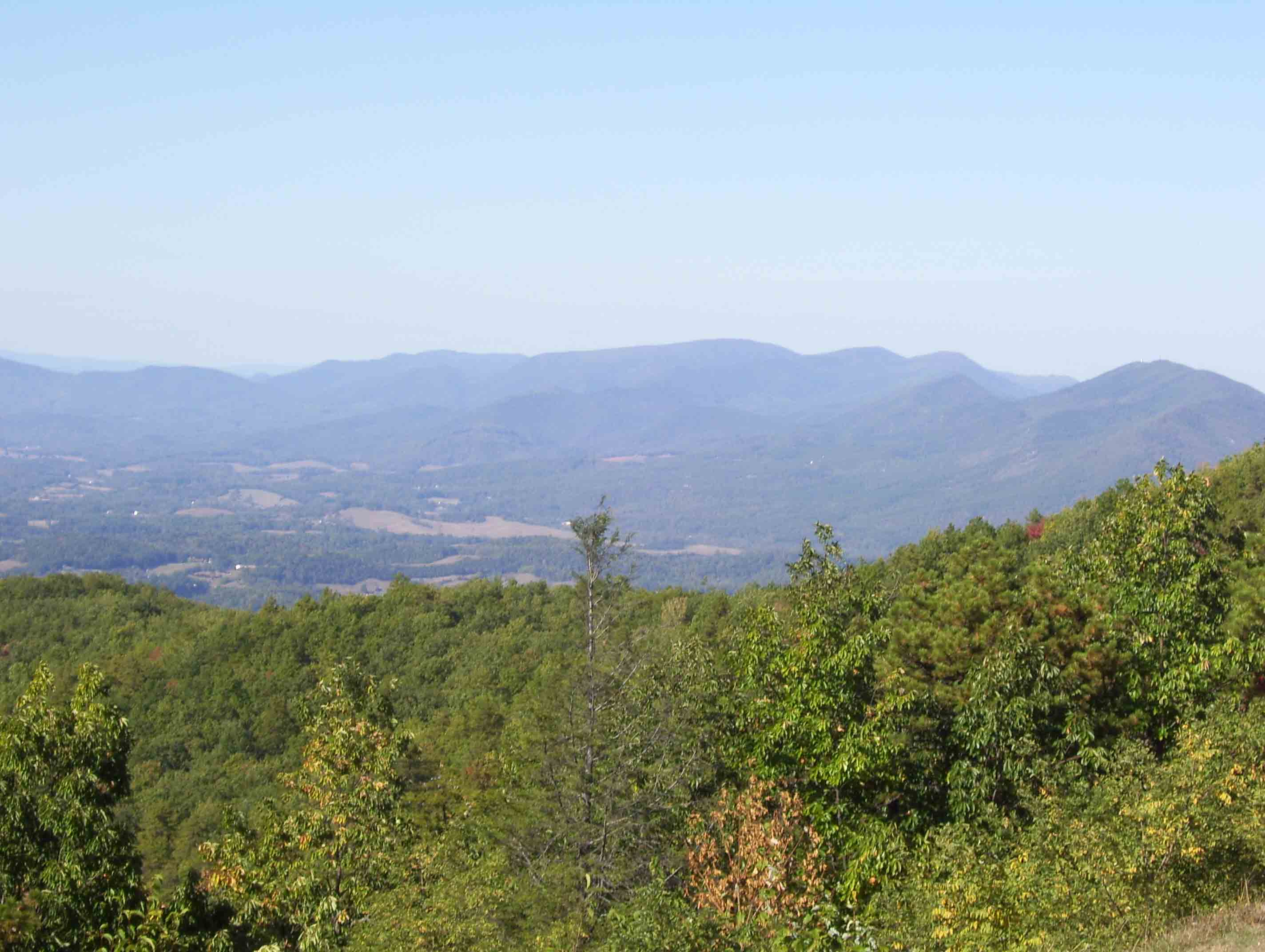 Afternoon view to west from Harveys Knob Overlook (mile 5.6).  Courtesy dlcul@conncoll.edu