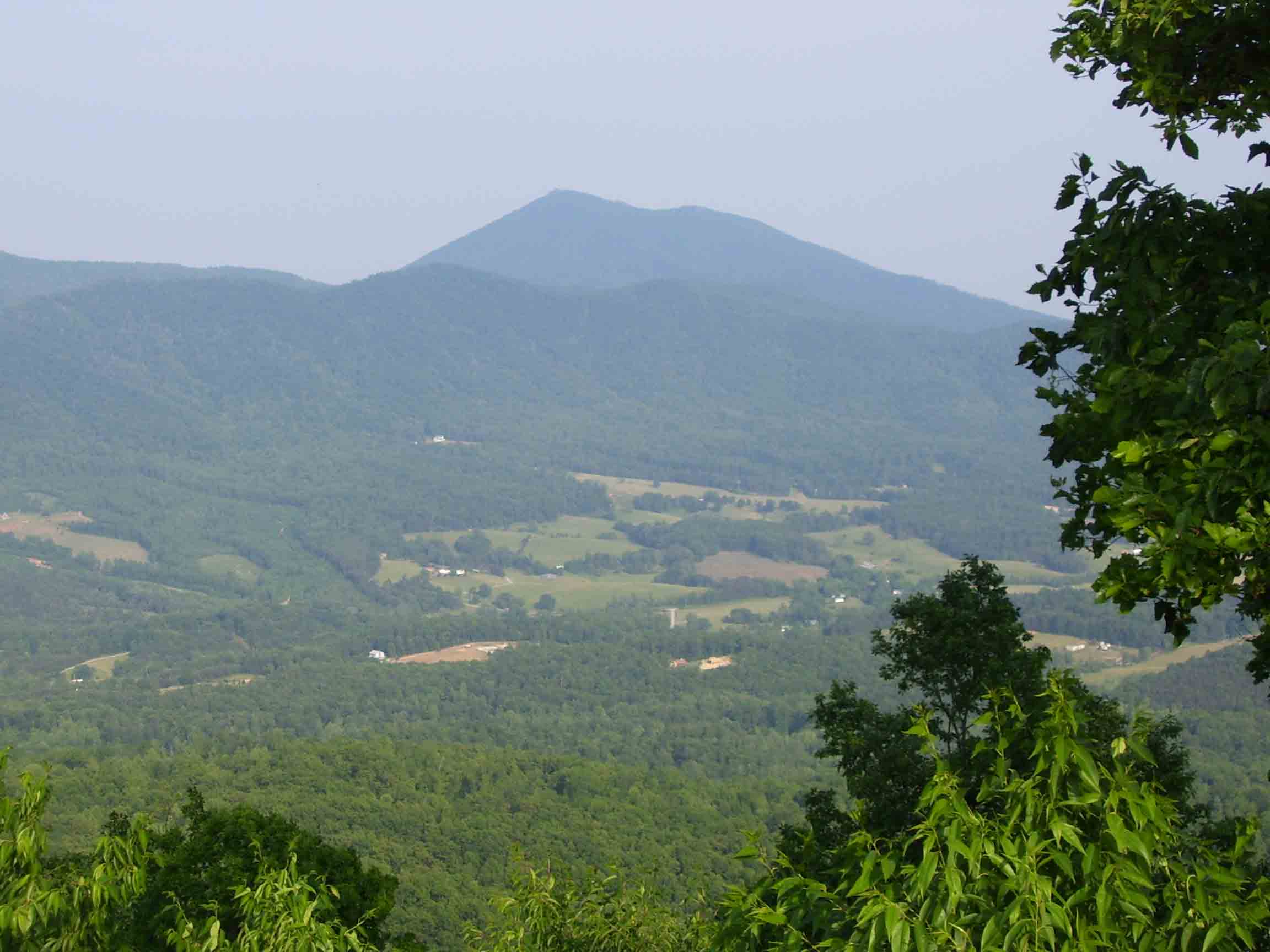 Sharp Top, one of the Peaks of Otter, as seen from Sharp Top Overlook (Mile 2.5).  Courtesy dlcul@conncoll.edu