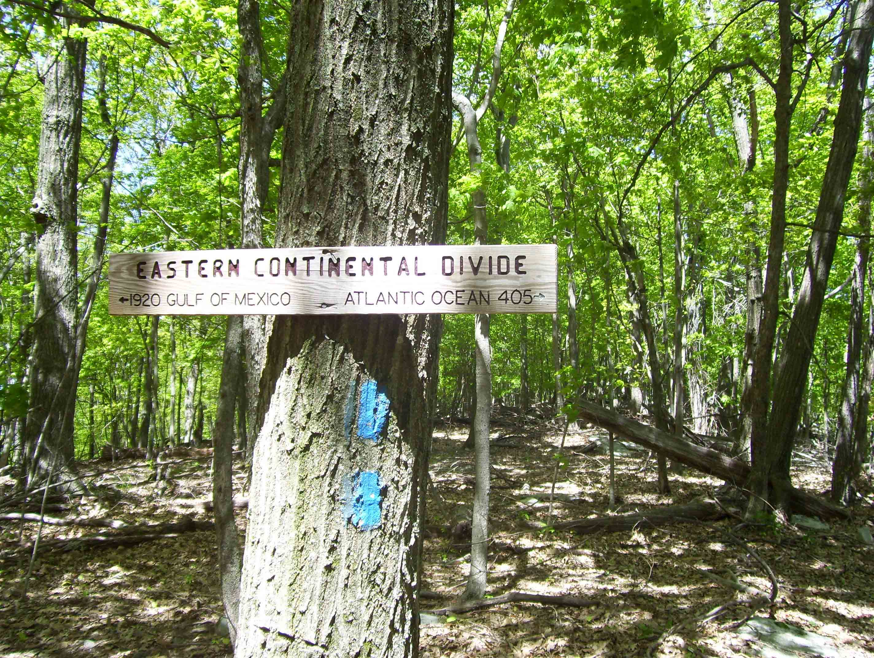 mm 3.7 Eastern Continental Divide Sign at crest of Sinking Creek Mt.  Courtesy dlcul@conncoll.edu