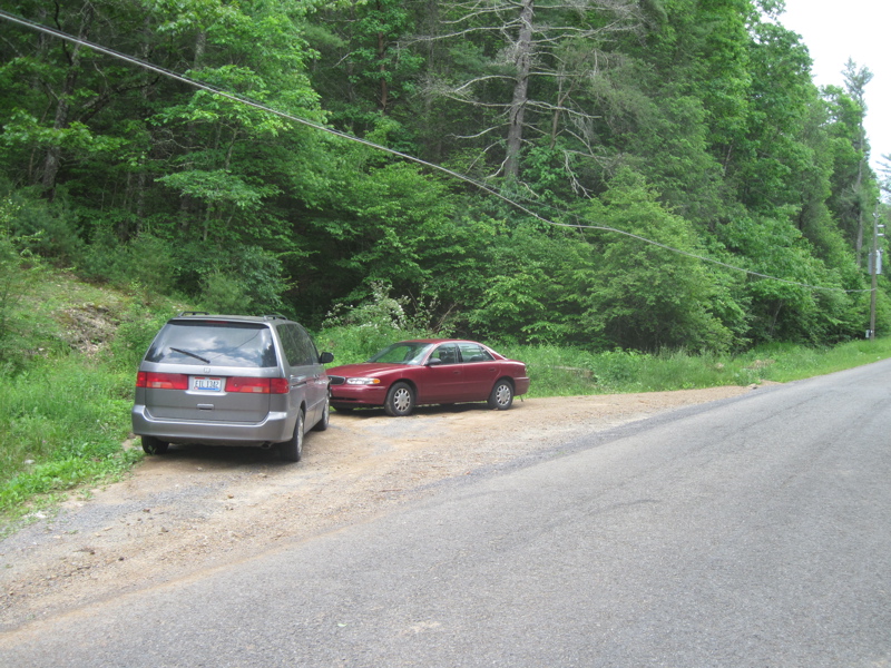 mm 5.2. Parking on VA 608. From here the northbound trail starts the ascent of Brushy Mt. The southbound trail goes along the road for 0.1 miles to the official south terminus of Section 35 and north terminus of Section 36.  Courtesy dlcul@conncoll.edu