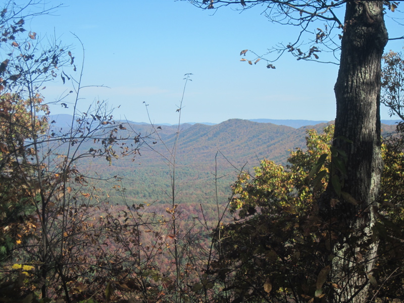 View to the east at approx. mm 10.0. The  ridge in the picture is apparently all part of Brushy Mt. The AT follows it for most of the way between VA 608 and VA 612.  Courtesy dlcul@conncoll.edu