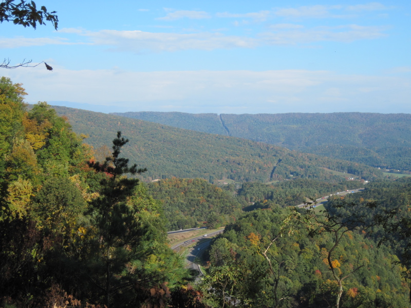 mm 0.1  View to the north.  I-77 can be seen crossing the
valley.    Courtesy dlcul@conncoll.edu