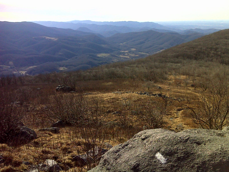 mm 3.3 AT descends toward Beech Mtn from Buzzard Rock. This picture is similar to the previous one but was taken on a clear winter day (February 2012).  Courtesy pjwetzel@gmail.com