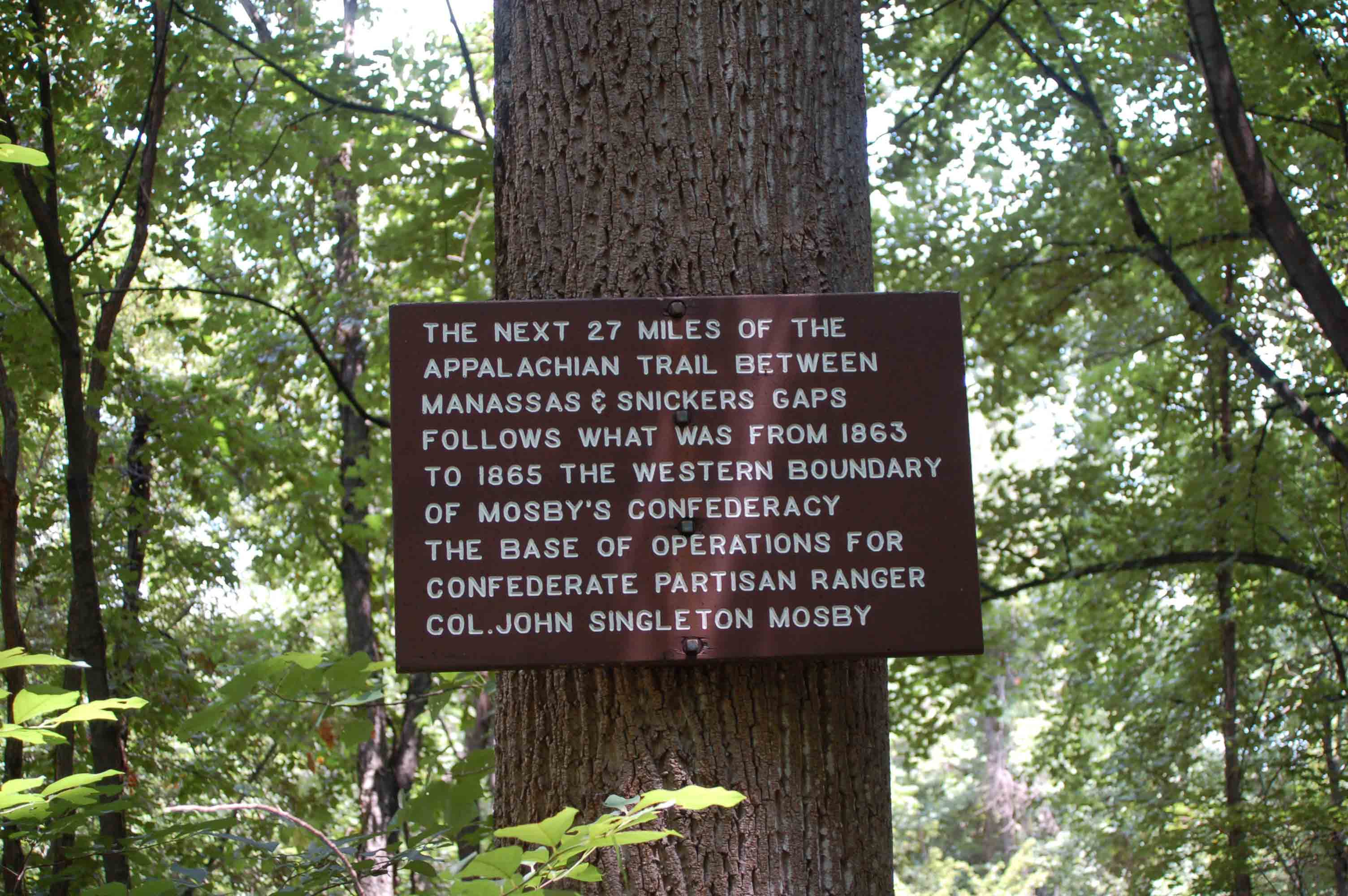 Sign marking territory of Confederate Col. Mosby. (mile 0.3)  Courtesy ideanna656@aol.com