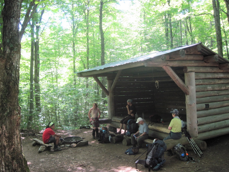 mm 4.8  Barry and Marsha and Thru-hikers at Thistle Hill Shelter  Courtesy dlcul@conncoll.edu