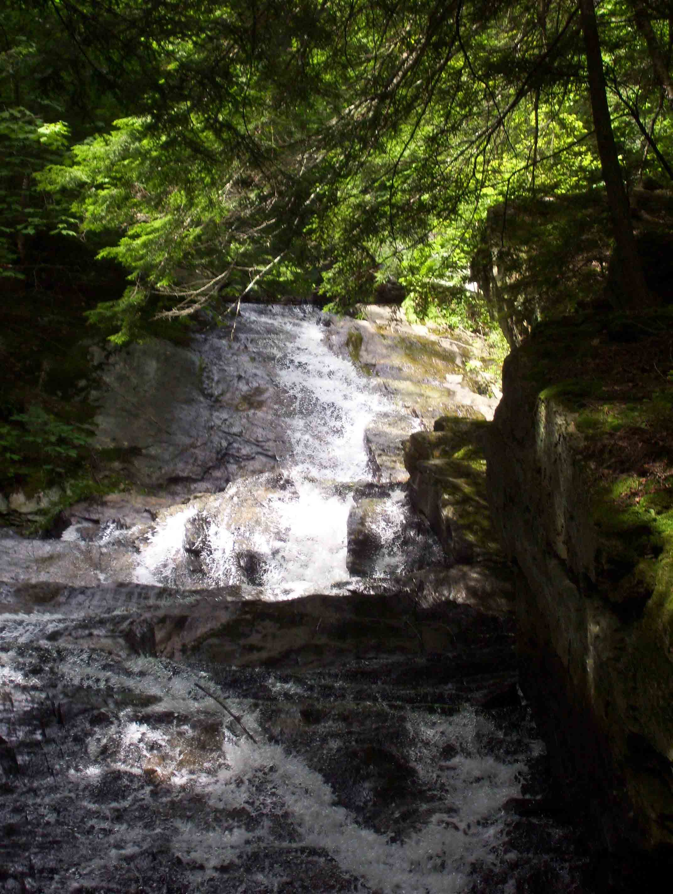 Close up of the upper portion of Thundering Brook Falls. Taken at approx. mm 18.3.  Courtesy dlcul@conncoll.edu